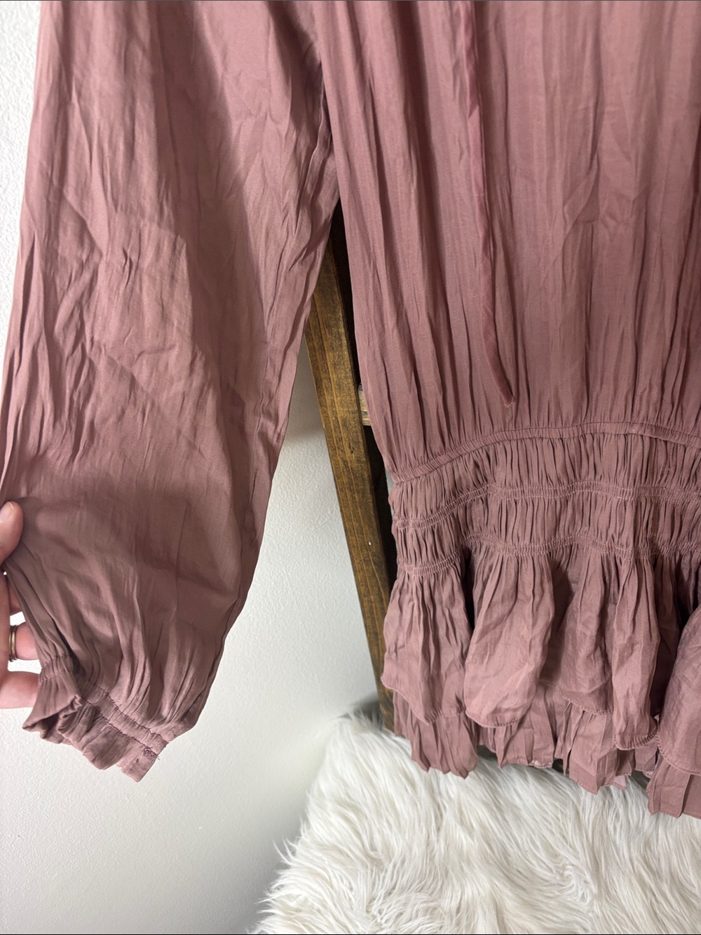 Mustard Seed Mauve Ruffle Tunic Dress Size L - Picture 4 of 5